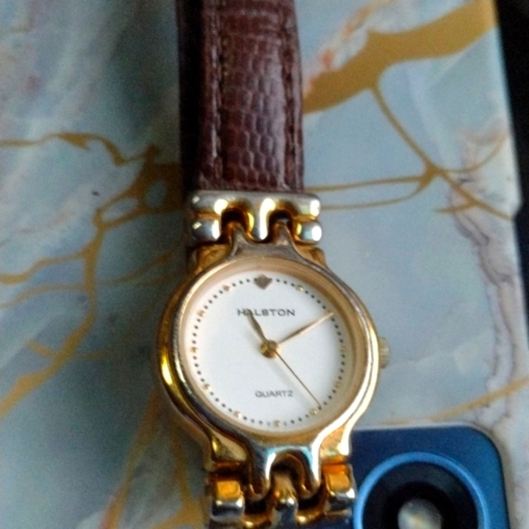 Halston Gold and Brown Wristwatch - Picture 1 of 2